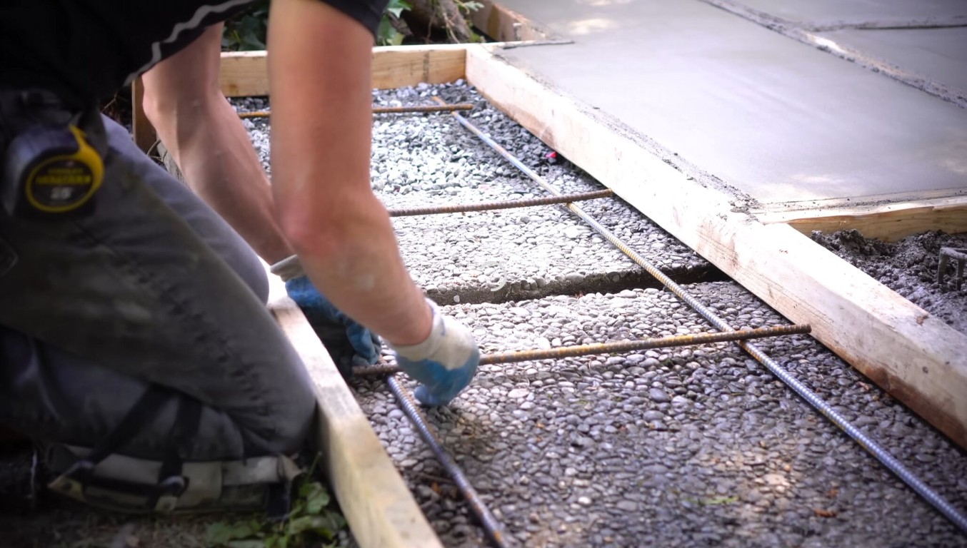 Concrete leveling preparation with rebar reinforcement